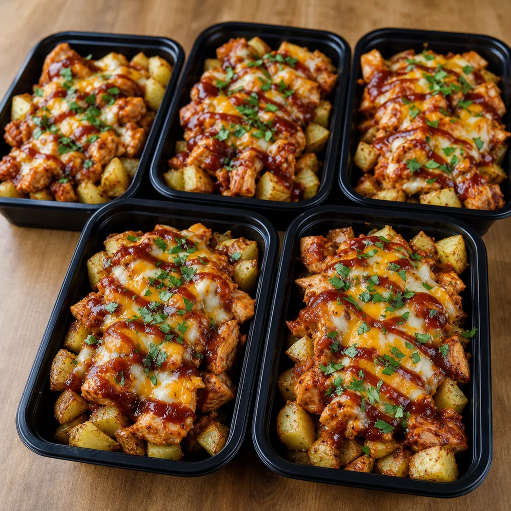BBQ Chicken Loaded Potatoes meal prep recipe
